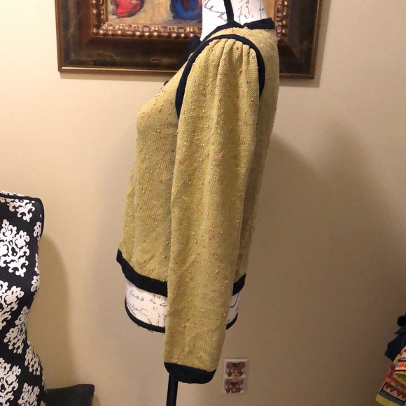 Ball of Cotton zipper color block tweed, black trim pink thread cardigan - Picture 9 of 13